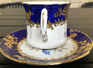 Vintage Hammersley England Bone China Tea Cup and Saucer Blue Floral Flowers 3
