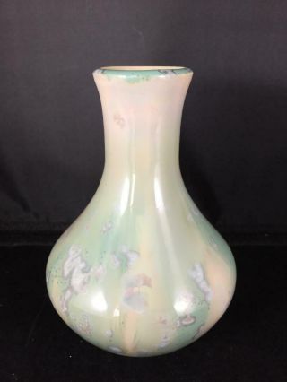 Minty Green Crystalline Glaze Studio Art Pottery Bud Vase