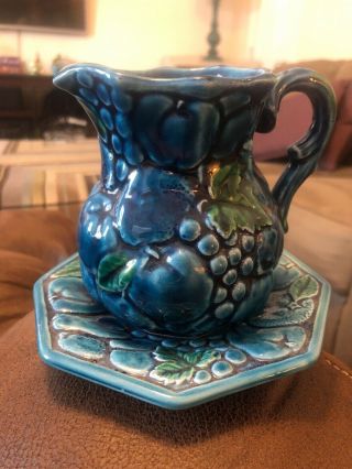 Mood Indigo Blue By Inarco Japan Vintage Ceramic Piece Rare Fruit Pitcher Carafe