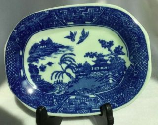 Vintage Victoria Ironstone Blue Willow Pattern Small Oval Plate