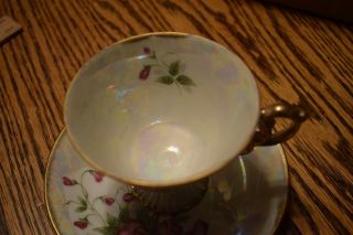 Norleans Vintage Lusterware April Sweetpea Tea Cup And Saucer Set Japan