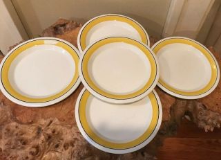 5 Vintage 1970’s Arabia Yellow Faenza Bread Plates 6 3/4” Peter Winquest Finland