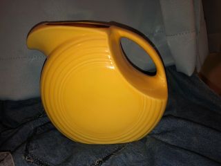 Vintage Fiestaware Round Disc Ice Water Pitcher Sunflower Yellow 6 "