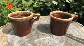 Hull Vintage Oven Proof Brown Drip Glazed Coffee Mug USA Set Of 2 2