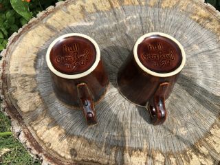 Hull Vintage Oven Proof Brown Drip Glazed Coffee Mug USA Set Of 2 5