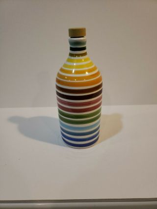 Frantoio Muraglia Collectible Rainbow Stripe Olive Oil Bottle - Vguc