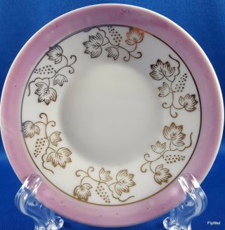 Vintage Japanese Porcelain Demitasse Cup and Saucer White Pink Gold Grapes 4 oz 2