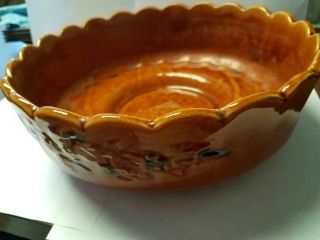 Vintage McCoy Pottery Brown Planter Shadow Bowl U.  S.  A.  Grapes Leaves 10 