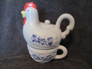Pfaltzgraff Yorktowne Chicken / Rooster Teapot & Cup