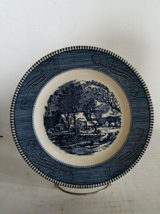 Royal China Currier Ives Blue 9 " Salad Plate Old Grist Mill