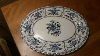 Johnson Brothers Indies Blue Oval Serving Platter Ironstone England 12 "