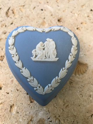 Vintage Wedgwood Jasperware Blue Heart Shape Trinket Box,  England