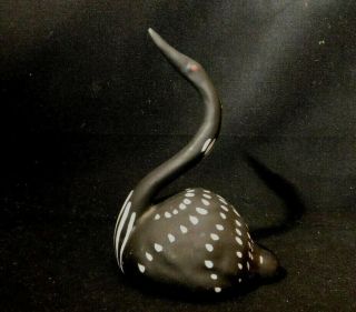 Fabulous Hand Crafted Art Pottery Loon Bird Whistle Figurine Black & White