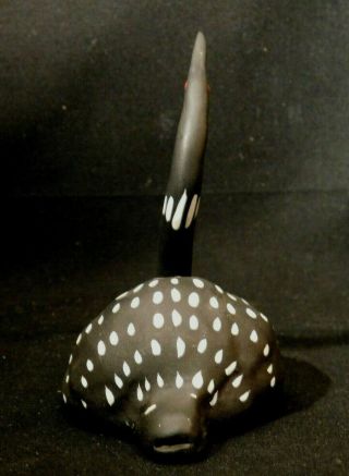 Fabulous Hand Crafted Art Pottery Loon Bird Whistle Figurine Black & White 5