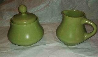 Noritake Folkstone Stoneware Creamer & Sugar Bowl With Lid Olive Green Set