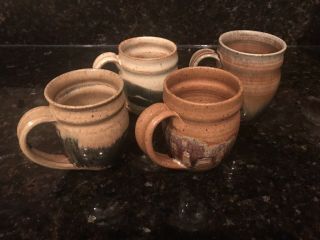 Set If 4 - Hand Thrown Artisan Pottery Coffee Cup/mug Gorgeous Drip Glaze