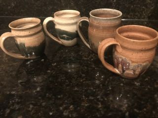 Set If 4 - Hand Thrown Artisan Pottery Coffee Cup/Mug Gorgeous Drip Glaze 4