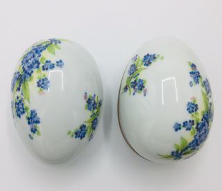 Lovely Set Of 2 Limoges France Hand Painted Floral Egg Trinket Box Easter Gifts