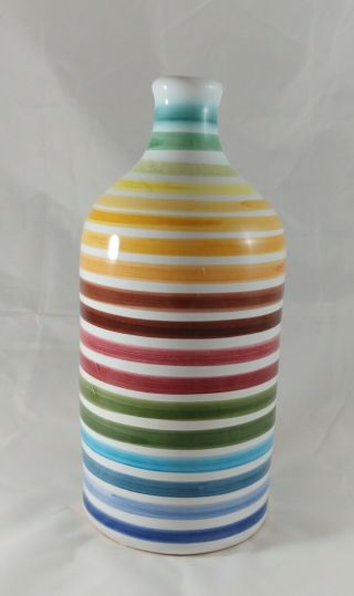 Frantoio Muraglia Collectible Rainbow Stripe Olive Oil Bottle - Vguc,  No Lid