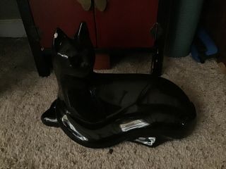 Haeger Ceramic Black Cat / Large 15 " X 10 " Glossy Finish