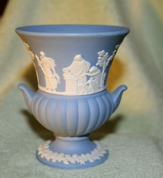 Wedgwood Jasperware Bud Vase Lt Blue & White 2 3/4 " X 3 7/16 "