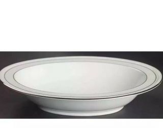 Noritake " Stoneleigh White Scapes " 4062 Oval Vegetable Bowl