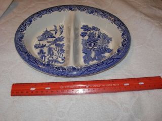 Churchill England Blue Willow Divided Vegetable Relish Dish