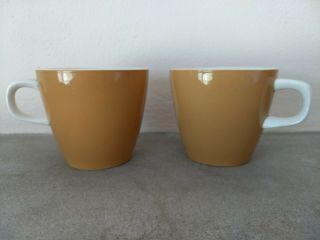 Vintage Mikasa Shibui Cera Stone 2 Teacups Tan Brown White Ceramic Mugs Cups