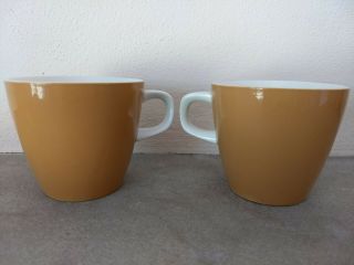 Vintage Mikasa Shibui Cera Stone 2 Teacups Tan Brown White Ceramic Mugs Cups 2