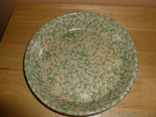 Robinson Ransbottom Pottery Roseville Ohio Green Spongeware 9.  5 " Pie Plate Dish