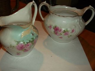 Antique Rs Prussia / Germany Cream And Sugar Bowl Set