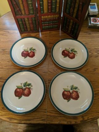 Casuals Dinnerware By China Pearl Apple Pattern 4 Dinner Plates 10.  25 "