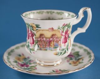 Vtg Royal Albert English Country Side Cottages Hampshire Cup & Saucer Bone China