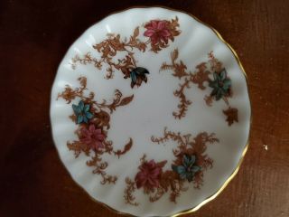 Vintage Minton Ancestral Blue And Pink Flower S - 376 Bone China Nut/candy Dish