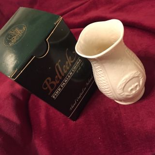 Irish Belleek Vase With Claddagh And Sailboat Cream Porcelain