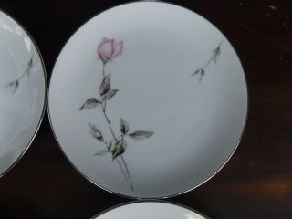 6 Vintage Style House Dawn Rose China Platinum Trim Bread And Butter Plates