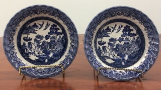 Set Of 2 Royal Wessex Blue Willow Bowls Made In England