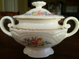 Homer Laughlin Vintage Porcelain China Sugar Bowl With Lid