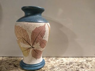 Vtg Wizard Of Clay Bristoleaf Vase 4 3/8 " Blue Pottery