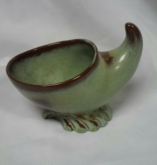 Vintage Frankoma Pottery Cornucopia Prairie Green -