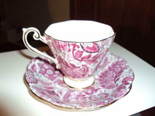 Vintage Royal Standard Bone China Teacup Saucer Chintz Pink Paisley 144 Id:47402