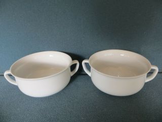 2 Williams Sonoma Double Handle White Cream/soup Bowl