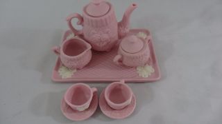Vintage Pink China 10 Piece Miniature Doll Tea Set