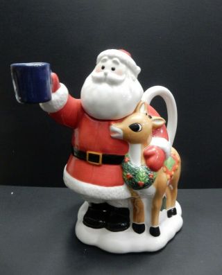 Lenox Santa And Rudolph The Red Nose Reindeer Teapot Euc