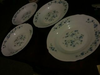 Set Of 4 Arc Arcopal France Veronica Blue Flower Soup/salad Bowls/plates 9 " Exc.
