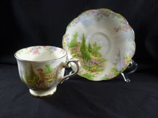 Vintage Royal Albert China Footed Tea Cup And Saucer Kentish Rockery