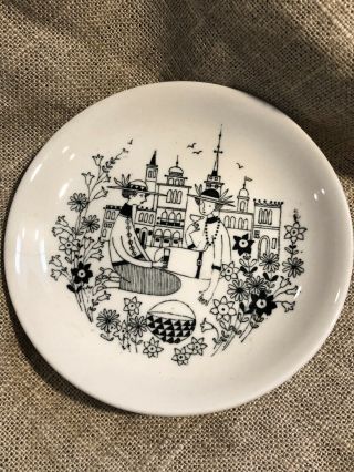 Arabia Finland Emilia " Coffee Time " Mid - Century Modern Dish Plate China