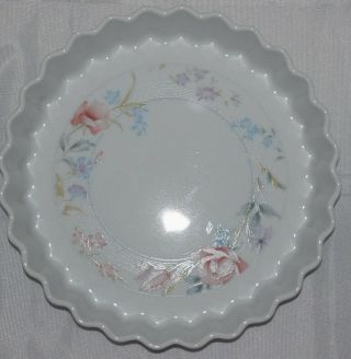 " American Limoges " Flowers Porcelain Quiche Dish