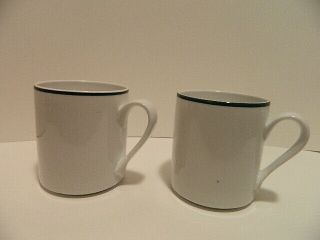 Set Of 2 Dansk Bistro Coffee Mugs Cups Christianhavn White/green Rim