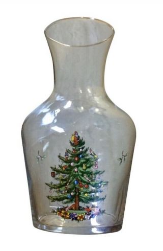 Spode Christmas Tree Glass Carafe Gold Rim Water Pitcher